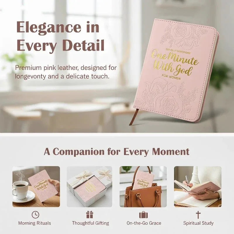 365 Days Daily Prayer Notebook Leather Journal Pink/brown Faux Leather Prayer Book With Pattern Marker For Spiritual Growth