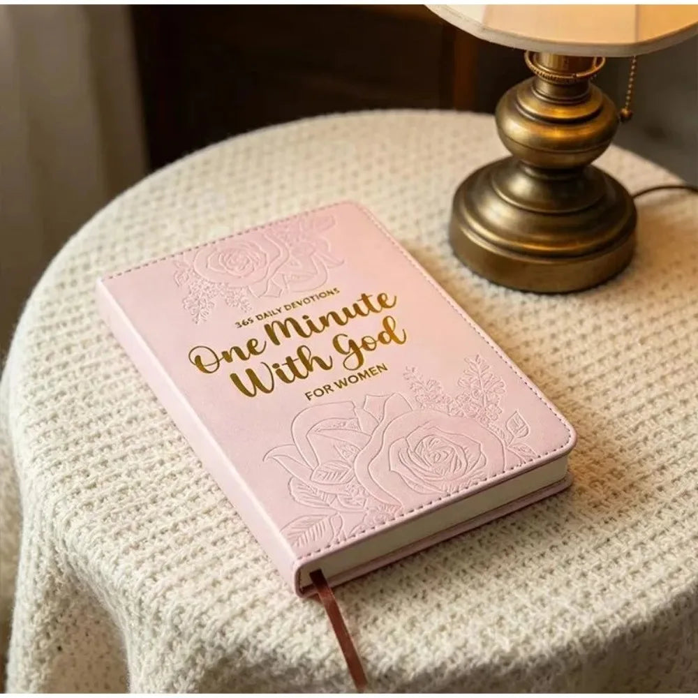 365 Days Daily Prayer Notebook Leather Journal Pink/brown Faux Leather Prayer Book With Pattern Marker For Spiritual Growth