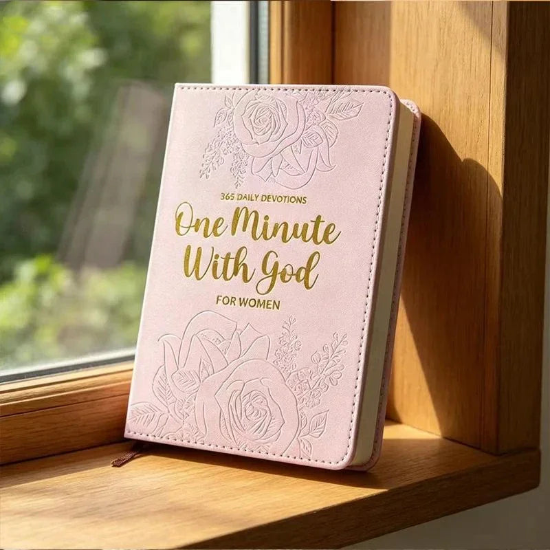 365 Days Daily Prayer Notebook Leather Journal Pink/brown Faux Leather Prayer Book With Pattern Marker For Spiritual Growth