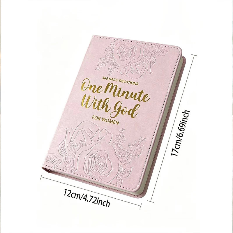 365 Days Daily Prayer Notebook Leather Journal Pink/brown Faux Leather Prayer Book With Pattern Marker For Spiritual Growth