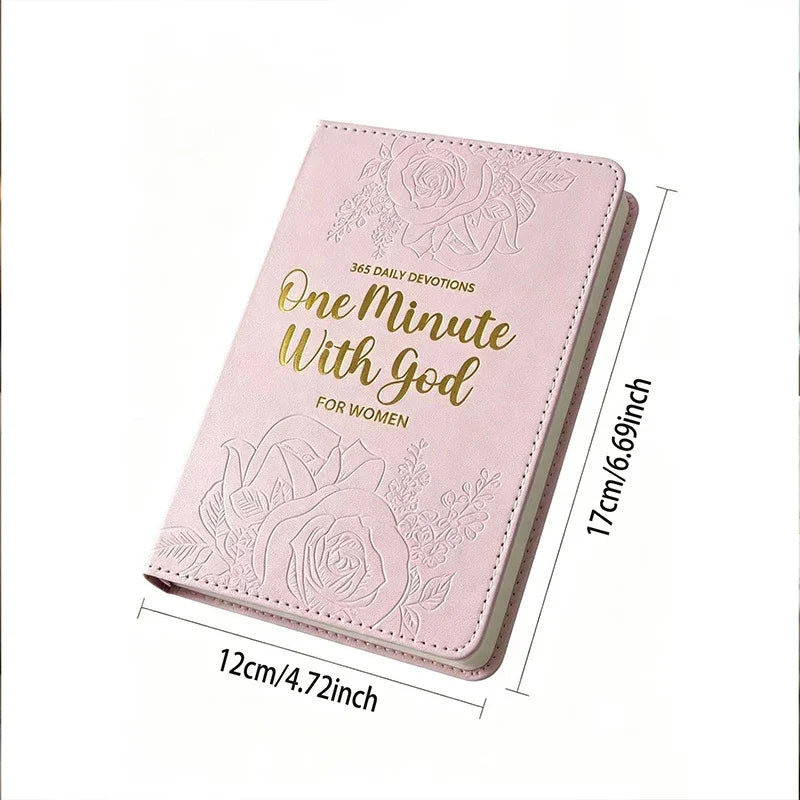 365 Days Daily Prayer Notebook Leather Journal Pink/brown Faux Leather Prayer Book With Pattern Marker For Spiritual Growth